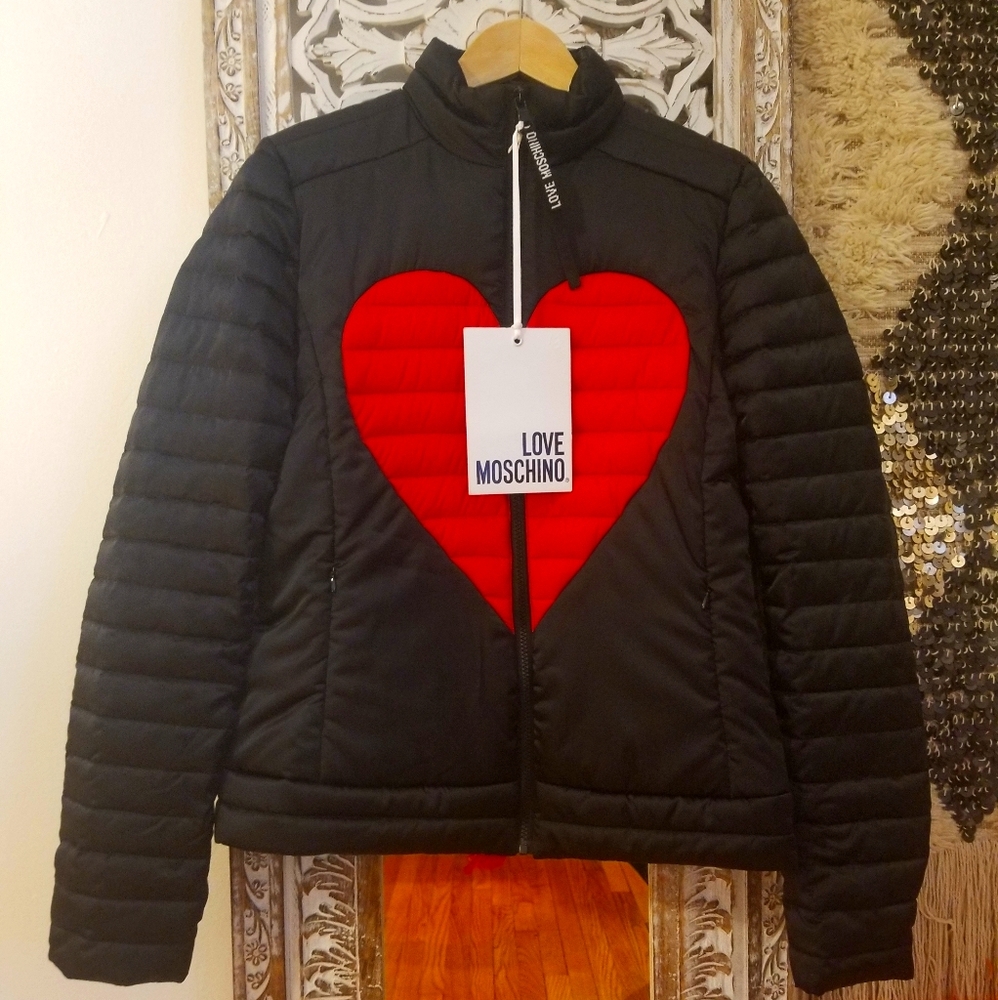 Love Moschino Heart Print Padded Puffer Jacket - Picture 1 of 6